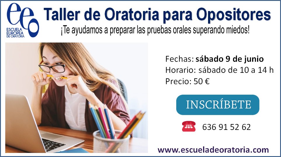EOratoria's tweet image. ¿Estás preparando unas oposiciones y no sabes como afrontar la prueba oral ante el Tribunal? Nosotros te ayudamos a prepararlo superando cualquier #miedo.
Taller #OratoriaparaOpositores
#Hablarenpublico #oposiciones 
 escueladeoratoria.com/cursos-invitad…