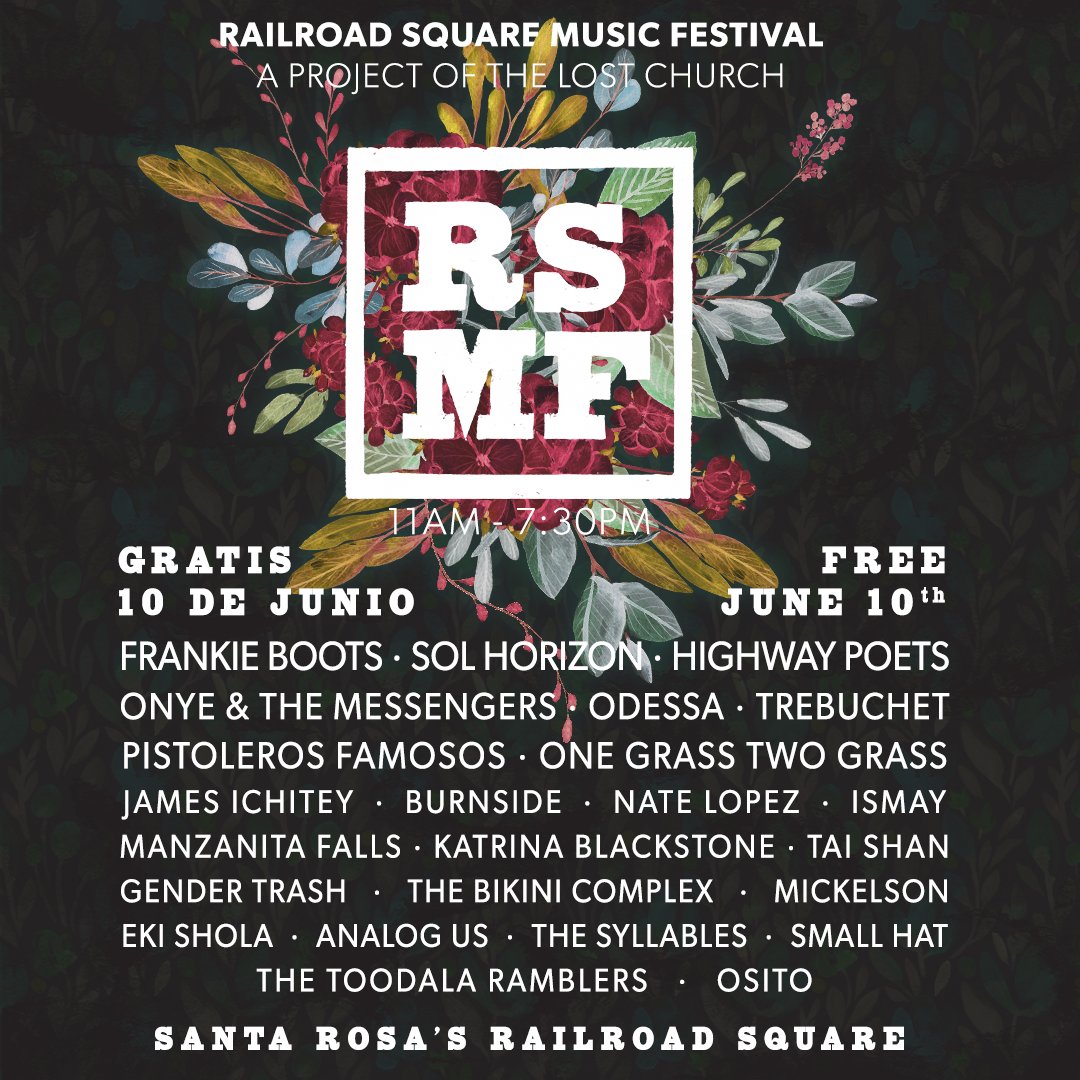 RSMFest's tweet photo. #RSMFest in TWO WEEKS on Sun, June 10th this year in downtown #SantaRosa’s historic #RailroadSquare! It’s FREE with 5 stages, over 20 local musicians, circus performances, a farmers market, a Family/Kids Area and over 20 local crafters and artisans! https://t.co/wOZi2OjMH2 https://t.co/aeRvTEkRAk