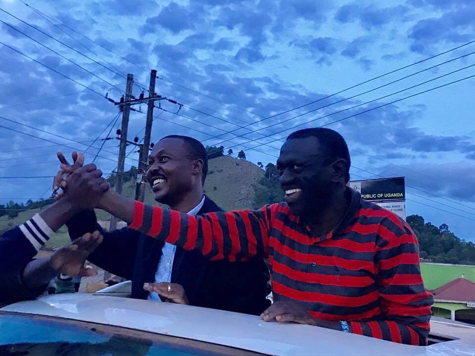 FDCOfficial1's tweet photo. Presidents @kizzabesigye1 & @mugishamuntu campaigning in Rukungiri for our candidate @BMuzanira. Both are former Presidents for FDC. #VoteMuzanira #VoteFDC https://t.co/b15vXdzljS