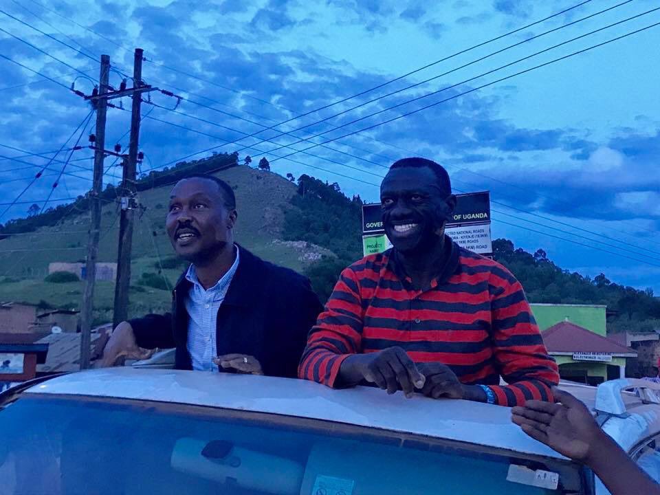 FDCOfficial1's tweet photo. Presidents @kizzabesigye1 & @mugishamuntu campaigning in Rukungiri for our candidate @BMuzanira. Both are former Presidents for FDC. #VoteMuzanira #VoteFDC https://t.co/b15vXdzljS
