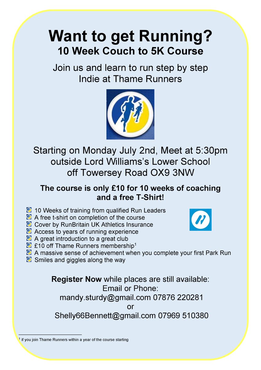 Thame Cricket Club On Twitter Want To Get Running Local 10 Week
