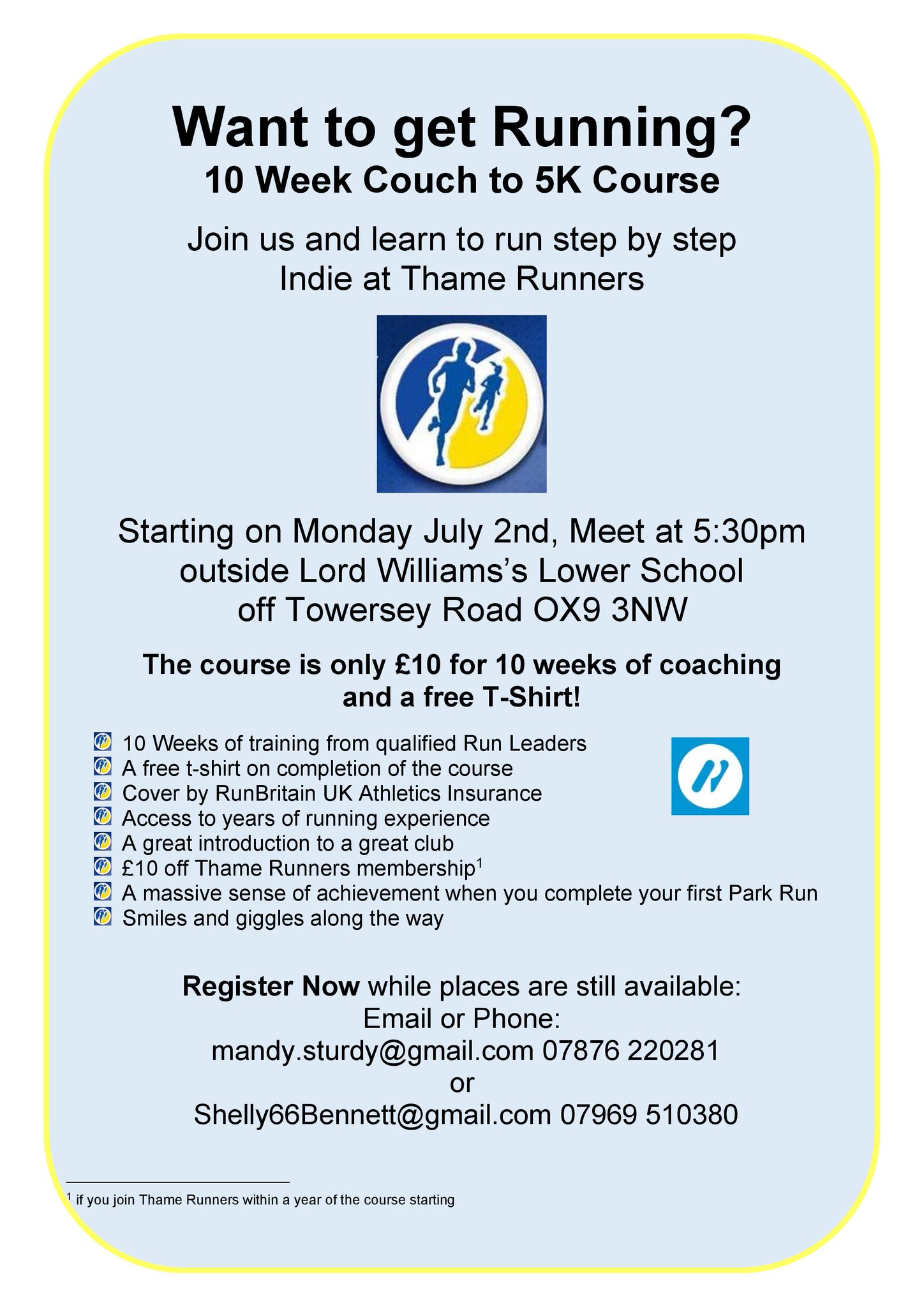 Thame Cricket Club On Twitter Want To Get Running Local 10 Week