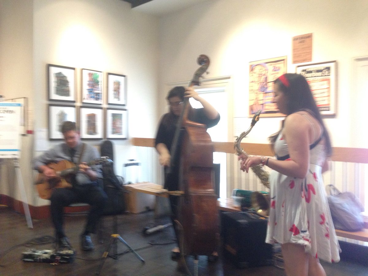 RRCoram's tweet photo. Live jazz now with Chelsea McBride group at Doors Open in @MarketGalleryTO #notesinthenight https://t.co/A7U0BYcb9Q