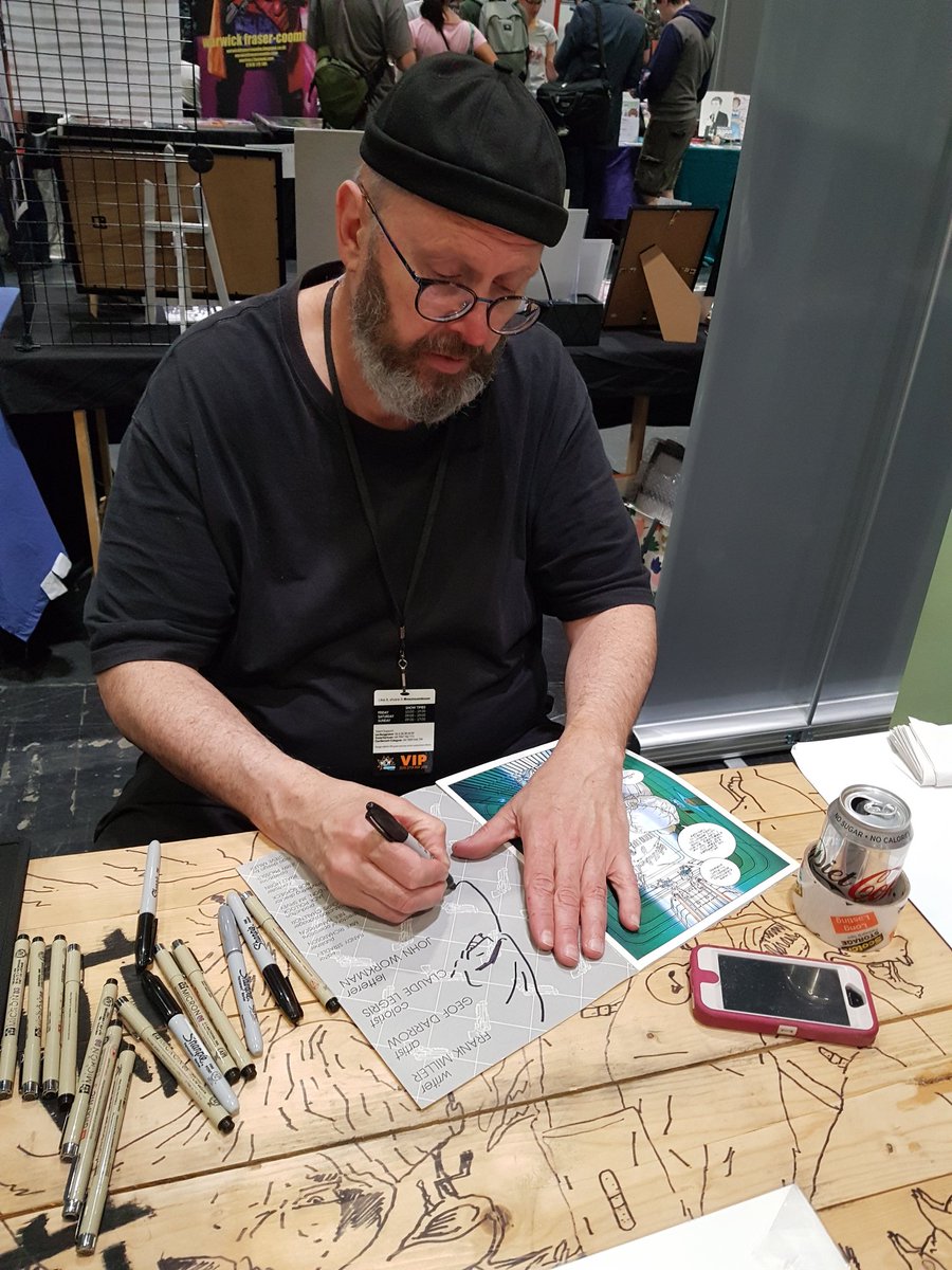 Geof Darrow not only signed my copy of #HardBoiled for free, he also did a sketch in there too. He is the #WorldsNicestMan