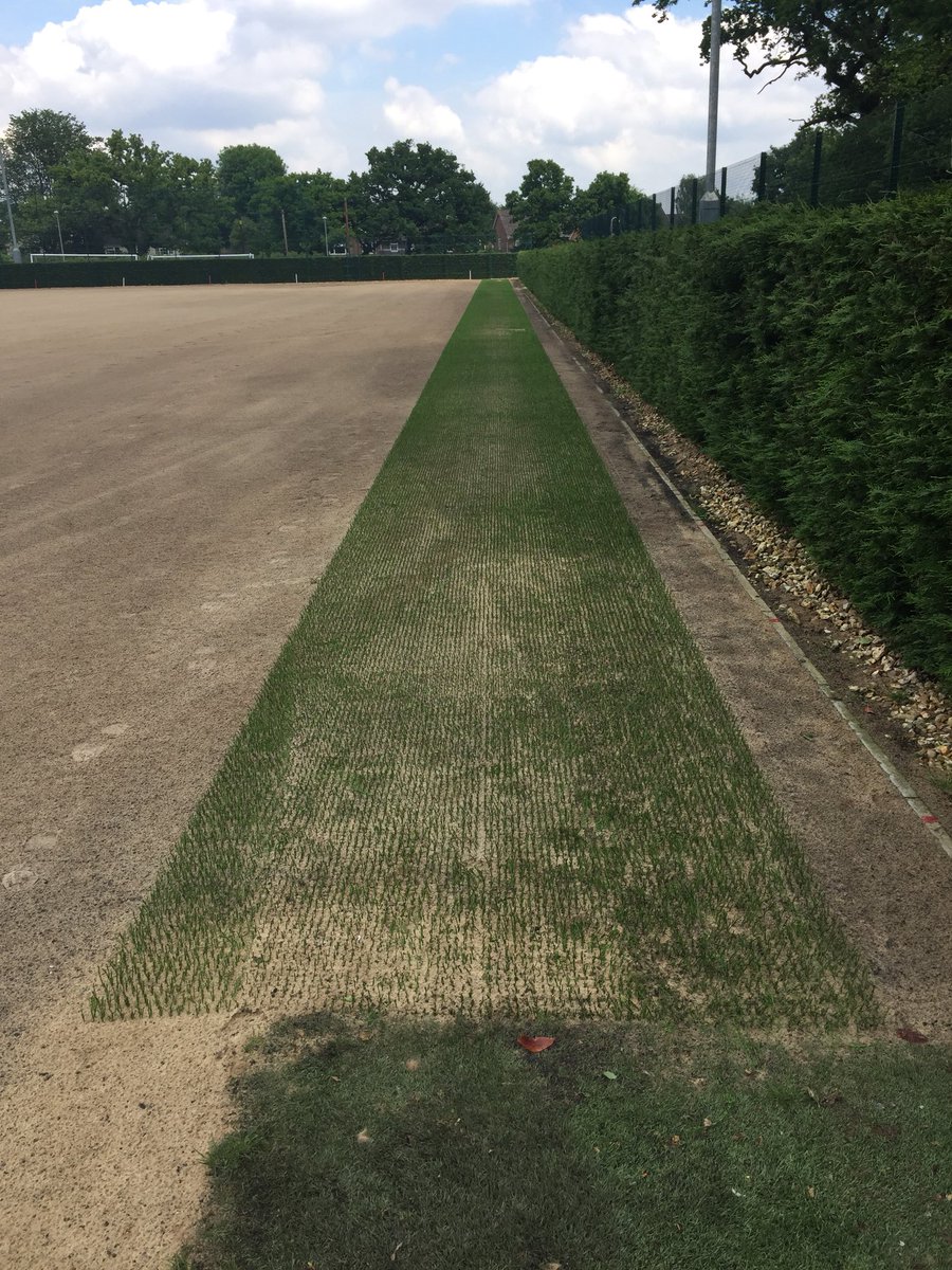 GJMills2000's tweet photo. Pitch 1 being stitched into unseeded root zone and will be seeded once the stitching work is complete. #instantgreen https://t.co/z5aUQebclj