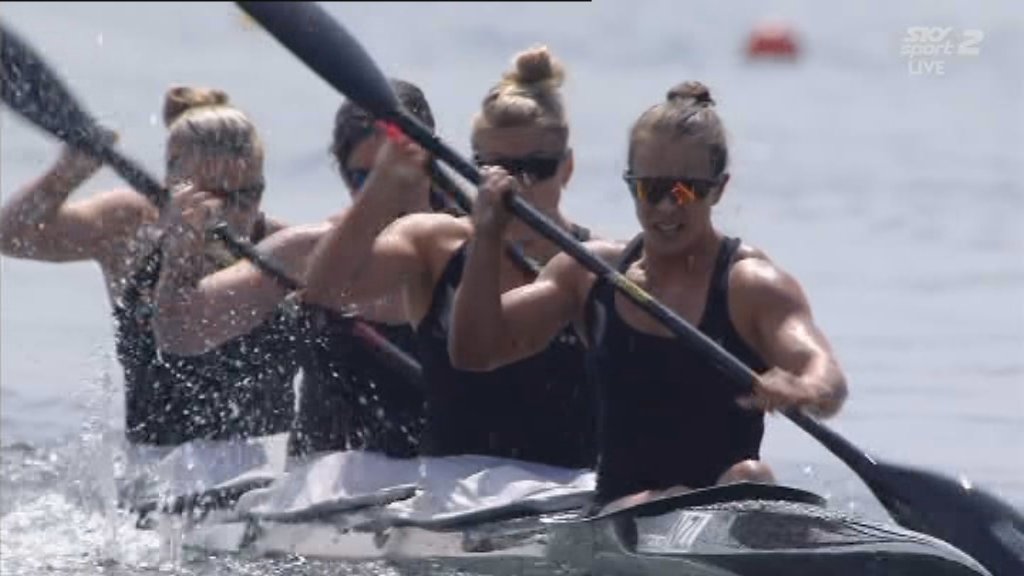 1NewsSportNZ's tweet photo. Video: 'It's the coolest thing I've ever done' - Lisa Carrington and Kiwi crew claim K4 500m glory at World Cup regatta in Germany - https://t.co/pXkMZlKyI0 https://t.co/gc5YTIqOn9