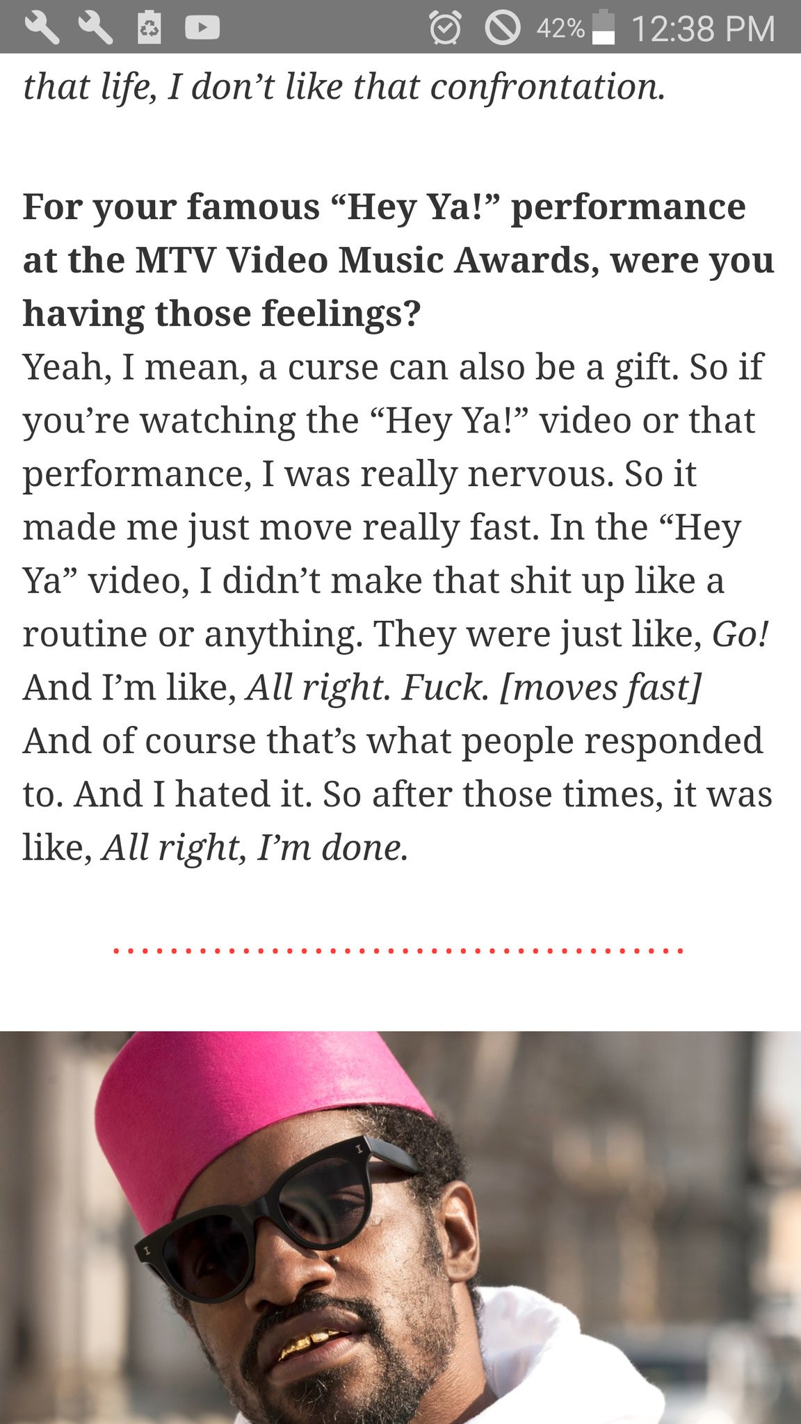 Happy birthday to André Benjamin 3000. This excerpt from an interview he did last year makes me laugh 