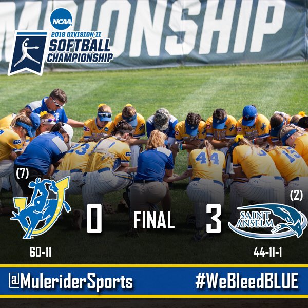 MuleriderSports's tweet photo. SB | Historic season comes to a close for SAU Softball in National Semi-finals against No. 2-seed Saint Anselm 
#GoMuleriders #SAUProud #theGAC #D2Softball https://t.co/lXb6mXSqd1