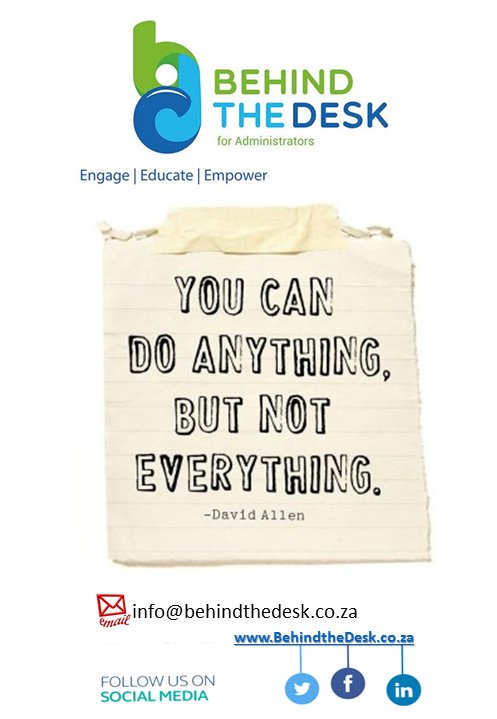 behind_desk's tweet photo. @behind_desk , be strategic in your daily tasks, you cannot do everything! Learn to delegate some tasks so that you can focus on more strategic tasks. #BehindtheDesk #administration #FuturisticAssistant #forwardlooking #training #ExecutiveAssistantNetwork #likeapa https://t.co/2075SmIKGC