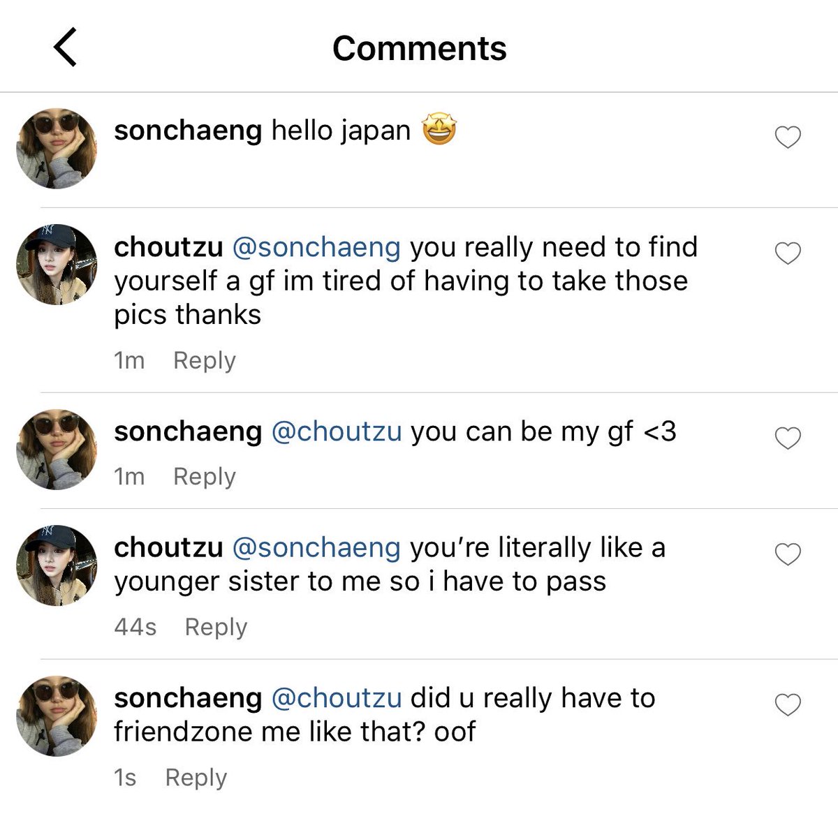 “I kinda don’t really know where she lives either.” Dahyun admitted, biting her lip.“You don’t?!” Chaeyoung nearly screamed. “You’re the worst tour guide I’ve ever met.”“I’m not even a tour guide.” She answered. “Why don’t you two go ask for the closest hotel, alright?”