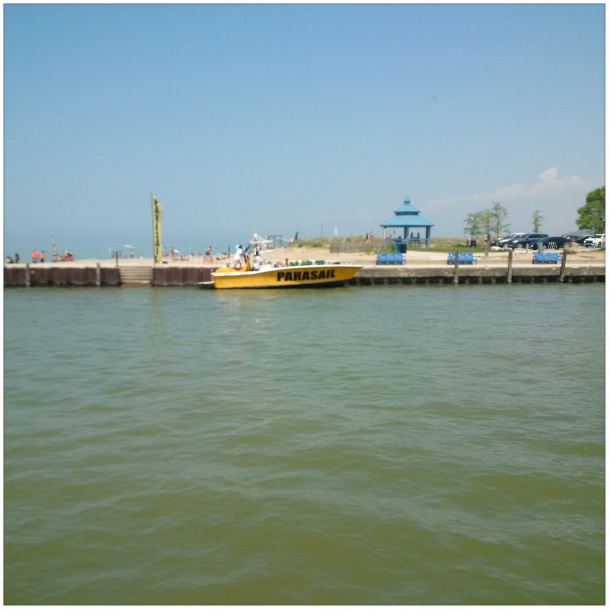 (3). Parasailing boat in Grand Bend.   If only I could have crossed the river to try it (not)