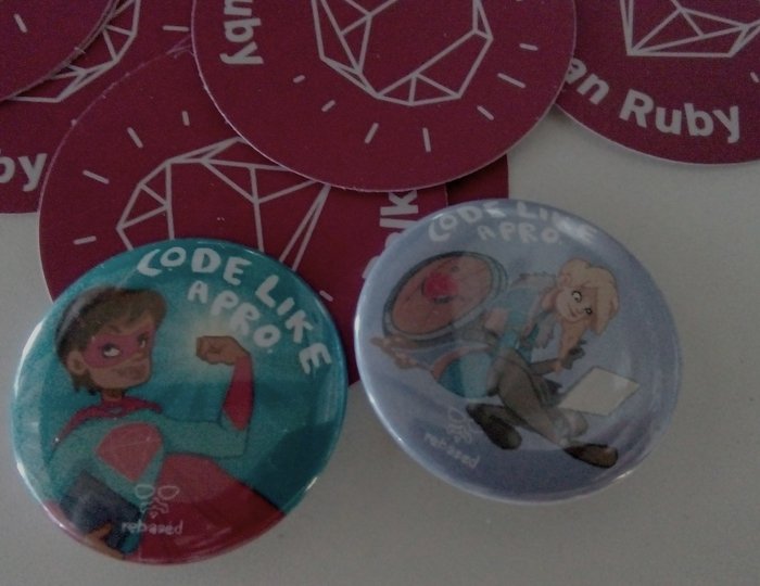 look at these fabulous badges at #BalkanRuby 💪! tnx <a href="/rebased/">Rebased</a> - you rock 🤟#womenintech