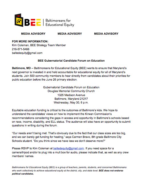 Will we see you at the BEE Gubernatorial Forum on May 30? @HagerfromABC2 <a href="/KarenCampbellTV/">Karen Campbell</a> <a href="/wbaljfro/">Jennifer Franciotti</a> <a href="/mafriedtv/">Mitch Friedmann</a> <a href="/dcollinsWBAL/">David Collins</a> <a href="/SharonGibala/">Sharon Gibala-Donatelli</a> <a href="/KeithDFox45/">Keith Daniels Fox45</a> <a href="/kimdaceywbal/">Kim Dacey WBAL</a>