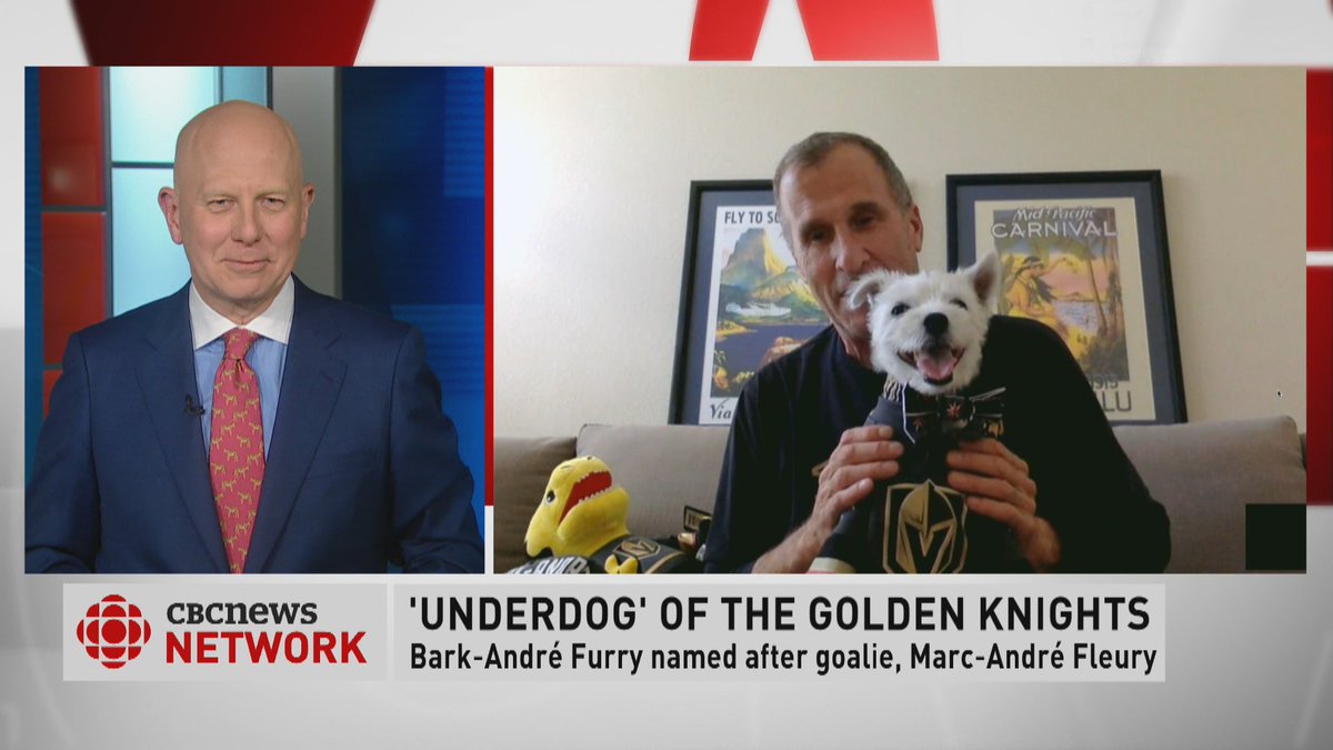 Happy to have met <a href="/GoldenKnights/">Vegas Golden Knights</a> superfans <a href="/BarkAndreFurry/">Bark-André 🌈</a> &amp; Rick today on #CBCNN! Watch their interview with #CBCNN's <a href="/jnorthcottCBC/">John Northcott</a>: cbc.ca/player/play/12… #StanleyCup