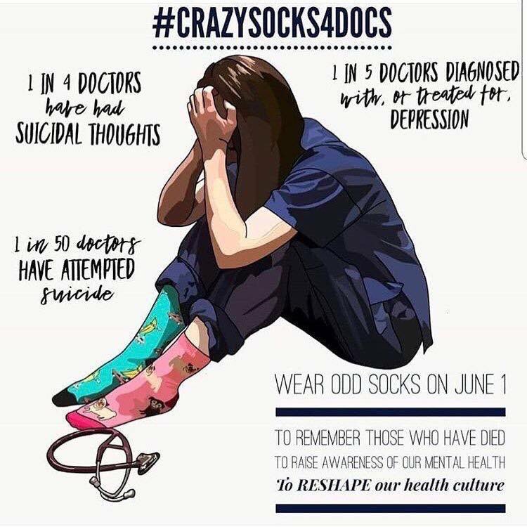 I’ll be sporting #crazysocks4docs and all healthcare providers this Friday <a href="/mindbluelight/">Mind Blue Light</a>