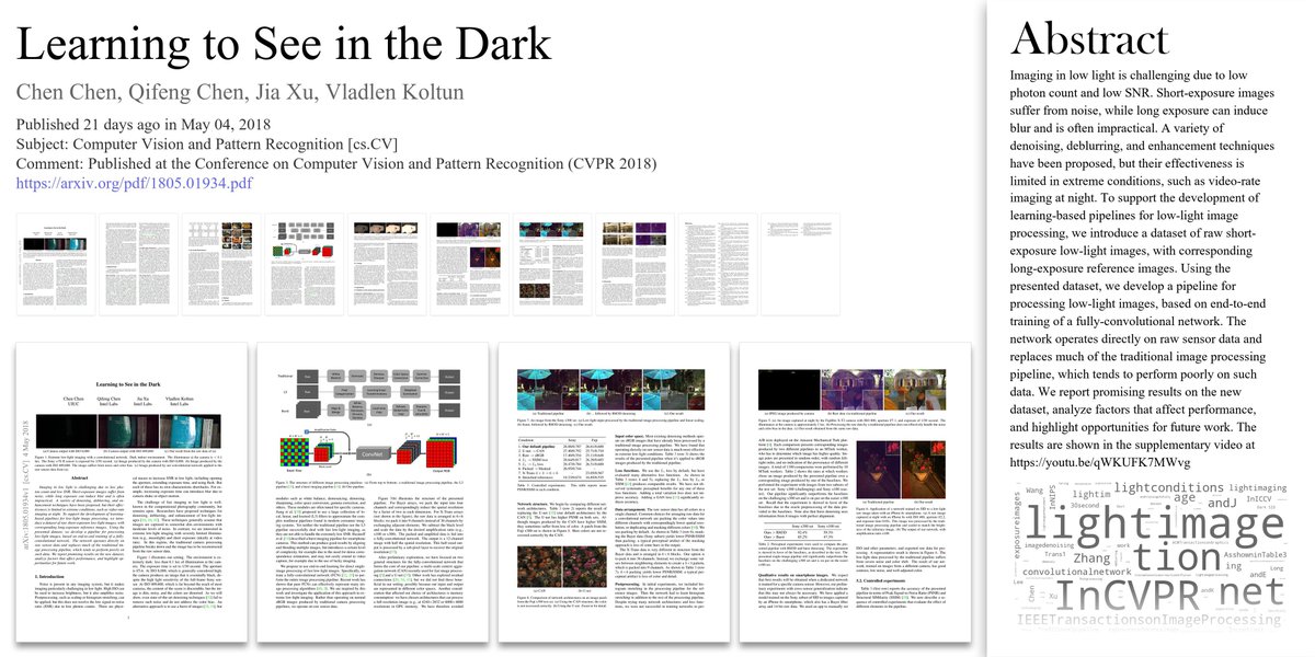 arxivtrends's tweet image. ๐ค Learning to See in the Dark
โ๏ธ Chen Chen et al.
๐ arxiv.org/pdf/1805.01934โฆ
#ComputerVisionandPatternRecognition #csCV #csGR #csLG