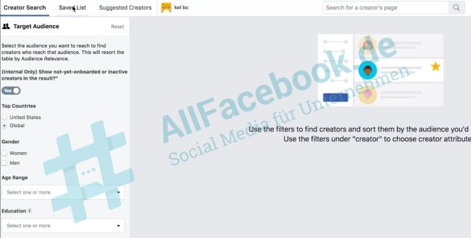 larrykim's tweet photo. #Facebook is testing a search engine for Influencer Marketing! 🧐 (c) AllFacebook https://t.co/9244SApUBf