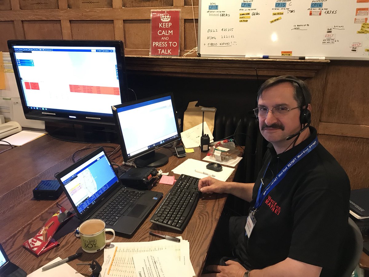 g8itb's tweet photo. The Night Shift at the Raynet control station for the LDWA Cinque 100 event! Richard G8ITB. @g8itb @yaozheng899 @M0KSJ @G3RCV @WestKentRaynet https://t.co/ElzxWPTaRu