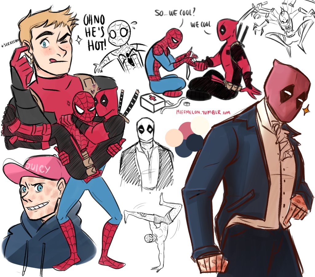 Spideypool doodles from tumblr ✨
 
#Marvel #fanart #spiderman #deadpool #spideypool 