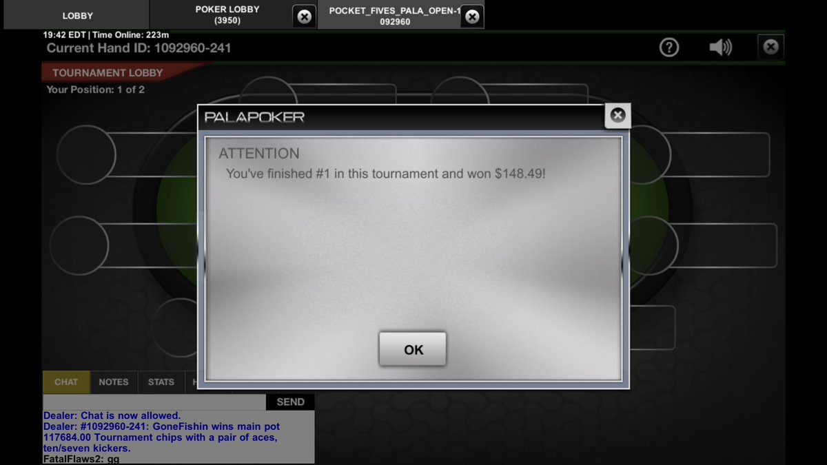 centrfieldr's tweet image. Ty @PocketFives for having me as a guest bounty on @PalaPoker... I saved you some $ hehe