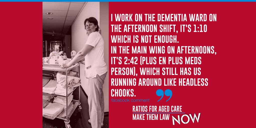 anmf_federal's tweet photo. Real life ratios. Aged care staff are under pressure to perform to unrealistic expectations, which can compromise the care they give. This is why we need to make ratios law, now. #Dementia #AgedCareRatios #auspol @jennymcallister @SenChrisKetter  @JulieCollinsMP #AgedCare https://t.co/OgUHVC4myH