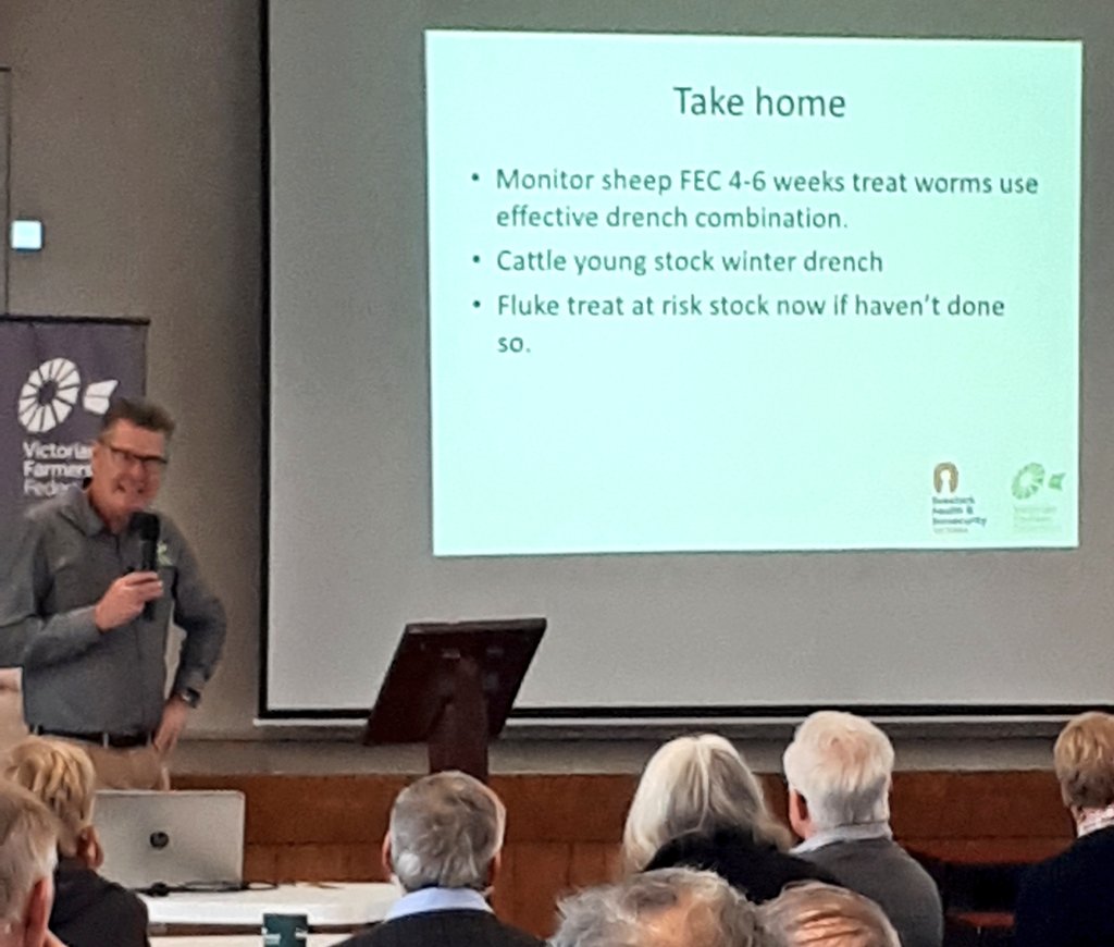 vffStockSense's tweet photo. Are worms a problem this year? @BiosecPkluver says with the dry autumn you still need to be mindful of the worm lifecycle especially with short pastures #monitormonitormonitor https://t.co/FmJkiUTQjS