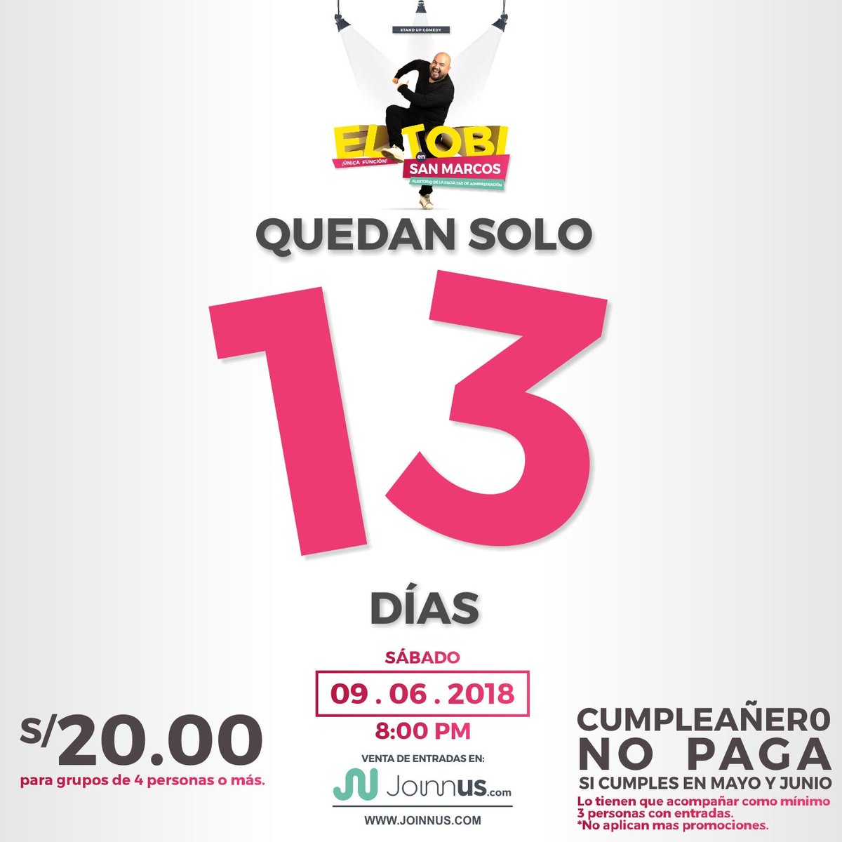 TitanesProd's tweet photo. 🚨🎙️ El Tobi ingresó a SAN MARCOS 🎙️🚨
@mellamantobi 
🗓️ Sábado 9 de Junio
⏱️ 8:00 PM
🎟️ ENTRADAS en Joinnus ➡️ https://t.co/EMwlHAZzmX
⚠️ Consultas 📲 961 209 502 (Celular y Whatsapp)

#ElTobi #UNMSM #SanMarcos #StandUpComedy #Funny #TitanesProducciones #Show #Lima https://t.co/RrXJlPqaBz