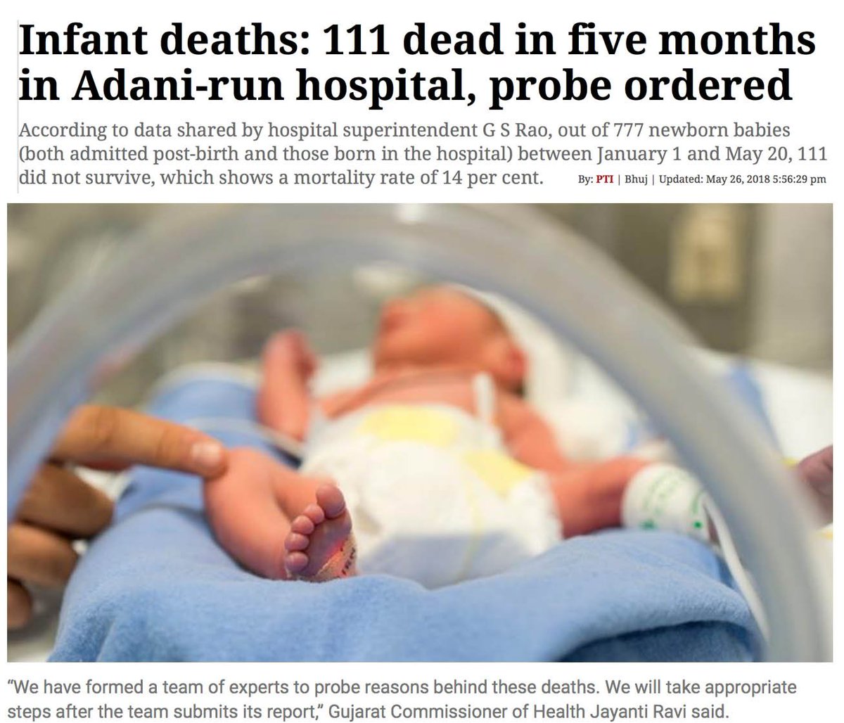 StopAdaniK's tweet photo. Adani hospital has 14% infant mortality rate - 111 babies dead in 5 months.
Why would we trust Adani in Australia?
This is an outrage - community power will #StopAdani
The Adani mine is where your children's future goes to die.
https://t.co/tHGXOsA1FG https://t.co/rDLGLX9CWw