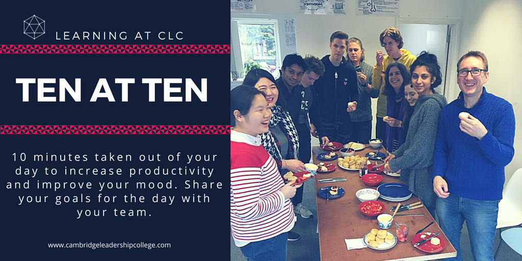 CambridgeLeader's tweet photo. Part of #LearningatCLC is being responsible for yourself, your work and your goals. We all come together for #10at10 to support each other and say what we want to have achieved by the end of the day. https://t.co/HB5JxCKrsG