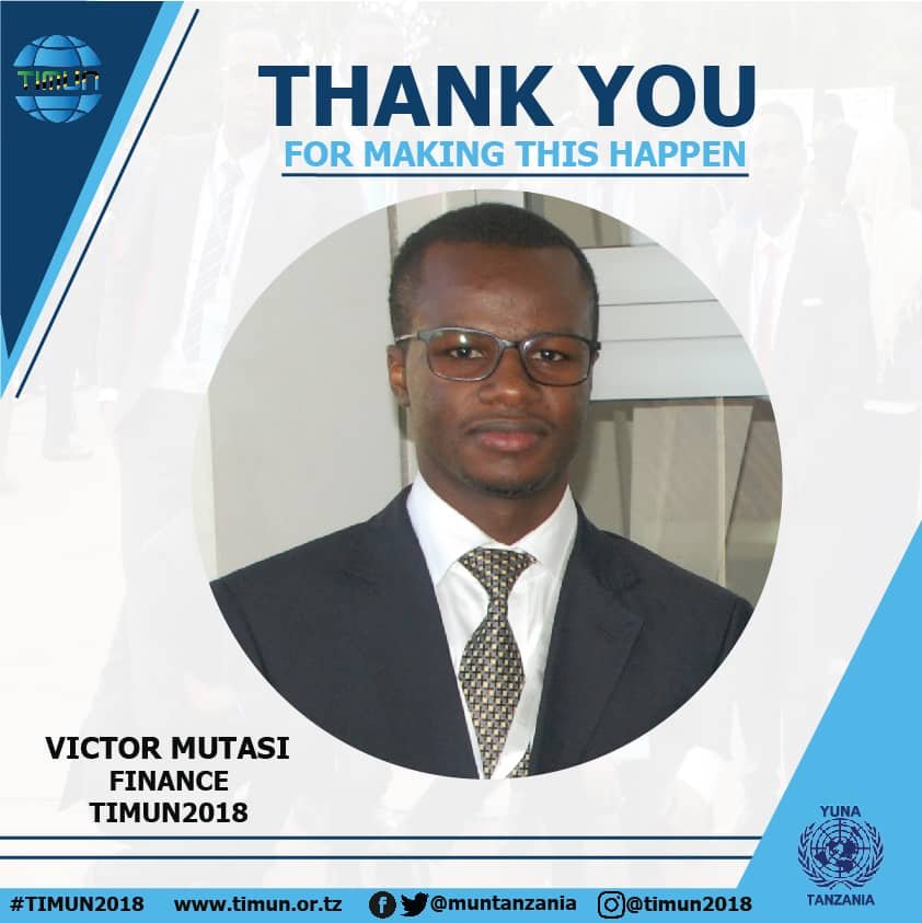 YUNA_Tanzania's tweet photo. As #TIMUN2018 Team, we would like to express our gratitude to honorable delegates, participants, observers and our main sponsors for their marvelous interest on #TIMUN2018. Farida Nassor| Substantive and Victor Mutasi | Finance https://t.co/ACwAyD9UYS