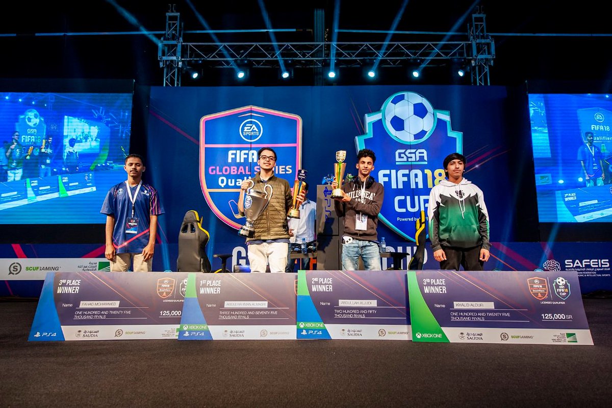 آلاف اللاعبين من جميع أنحاء الخليج العربي شاركو على جائزة قدرها مليون ريال سعودي و فرصة التأهل لدور ال-٦٤ في بطولة كأس الهيئة العامة للرياضة فيفا 2018

المتأهلين من بلايستشن
١. عبدالرحمن المصري
٢. فهد المحمد

المتأهلين من اكسبوكس
١. عبدالله الجودي
٢. خالد اللوفي