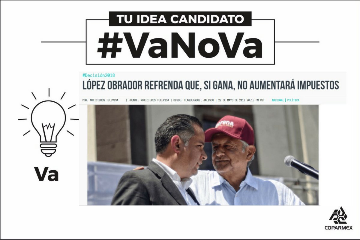 #VaNoVa ¡Va <a href="/lopezobrador_/">Andrés Manuel</a> ! Va que no se creen nuevos impuestos ni se aumenten los existentes y que el precio de bienes que comercializa el gobierno, como la gasolina, se ajuste al alza solo por inflación. cpmx.me/2s8pzUi