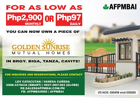 AFPMBAIOfficial's tweet photo. Apply for Real Estate Mortgage Loan now with AFPMBAI. #dreamhome #afpmbai
Call (02) 911-4051 to 60 (Real Estate - local 278, 280 & 256)
Real Estate mobile numbers:
0927 028 1252 (GLOBE)
0998 337 6434 (SMART)
0933 869 5753 (SUN)
Email: re.sales@afpmbai.com.ph https://t.co/IC9pdZ0xTG
