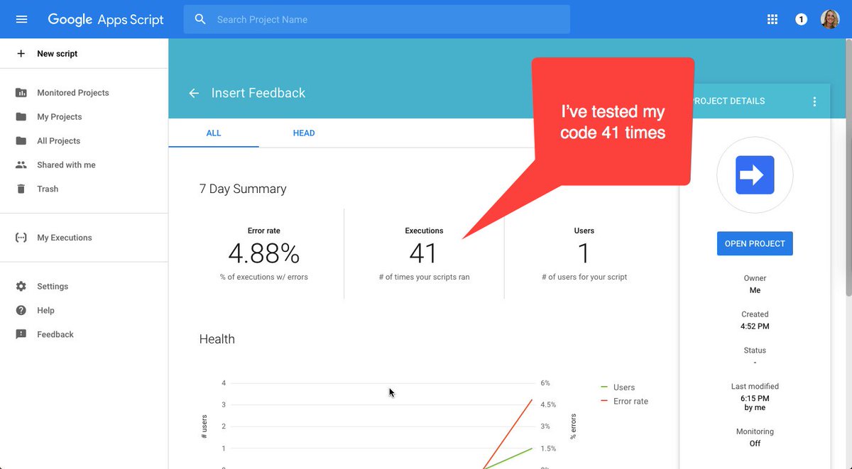 alicekeeler's tweet image. 41 times I tried out my code. Found errors and updated. Tried again. #codenoob