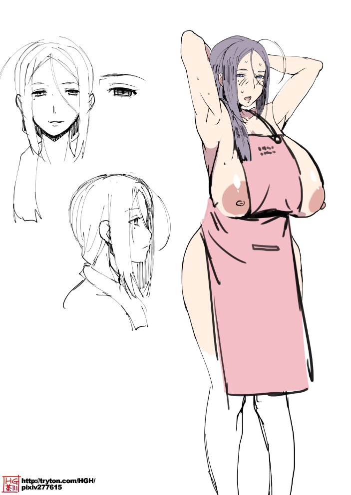 本日の画像:企てラフ
オリジナルを企て中に裸体を並べたくなったり。HG茶川さんのサークルHGHにも看板娘が居て良いかもしれない。 