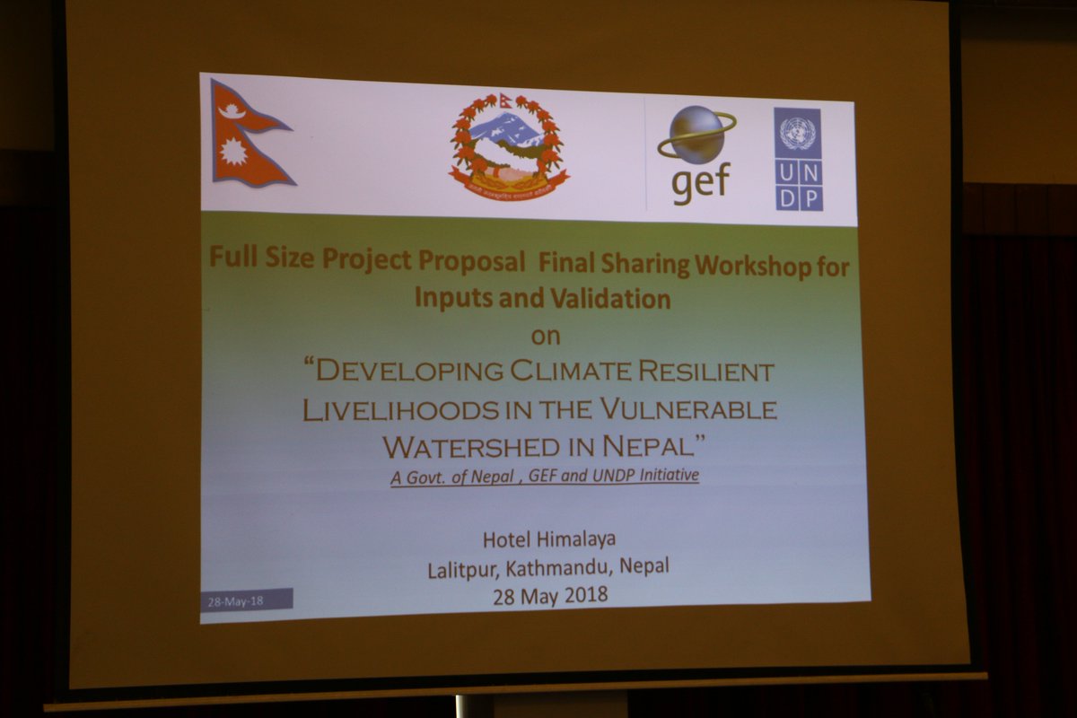 UNDPNepal's tweet image. NOW: UNDP &amp;amp; GoN’s joint project on &quot;Developing climate resilient livelihoods in the vulnerable watershed in Nepal&quot; funded by @theGEF taking final shape. Stakeholders ready to provide their inputs for finalization of the project proposal at the #ValidationWorkshop