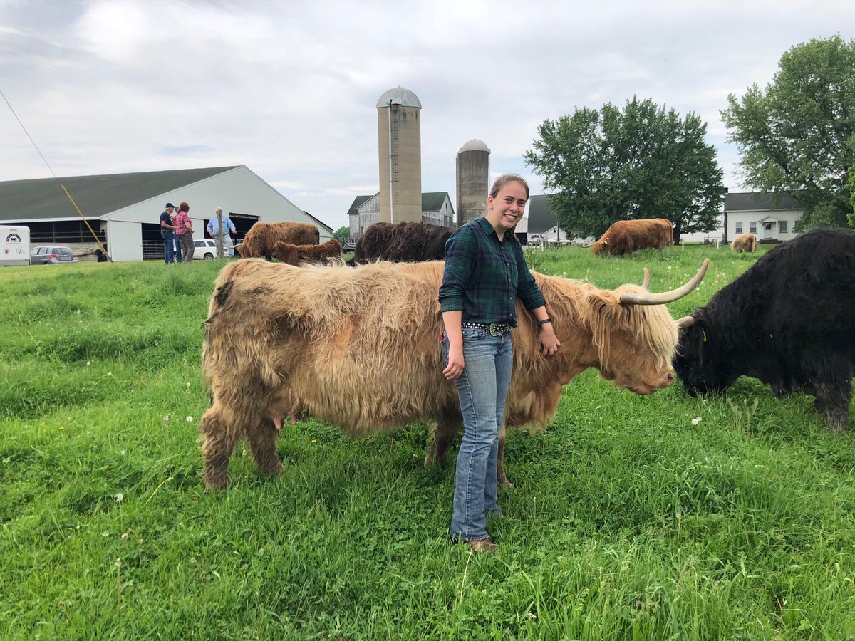 15 yrs ago Judy Ligo handed a tiny calf to Sadie Wurzbach to show at the MAHA #highlandcattle show in #MercerPA. This weekend they were reunited at #LiTerra Farms