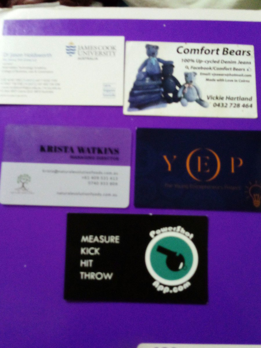 Have collected 5 business cards and am starting my to make some good connections #YSComp #AdvanceQld