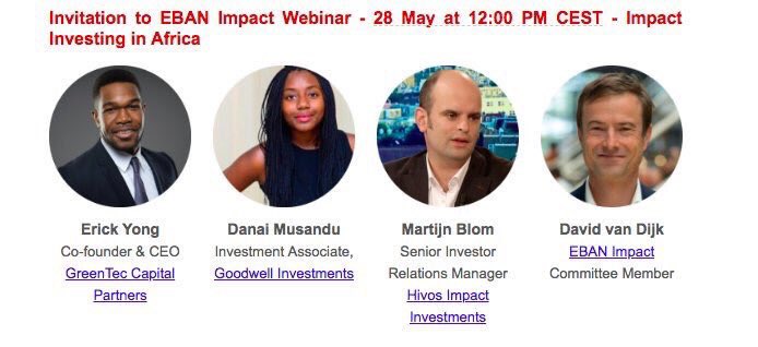 AkosuaAnnobil's tweet photo. Very good webinar about #Impact and #Angelinvesting in #Africa hosted by @ABANAngels &amp; @EBAN_org, which took place just now. 

A few takeaways in tweets to follow... https://t.co/uq4LByG35x