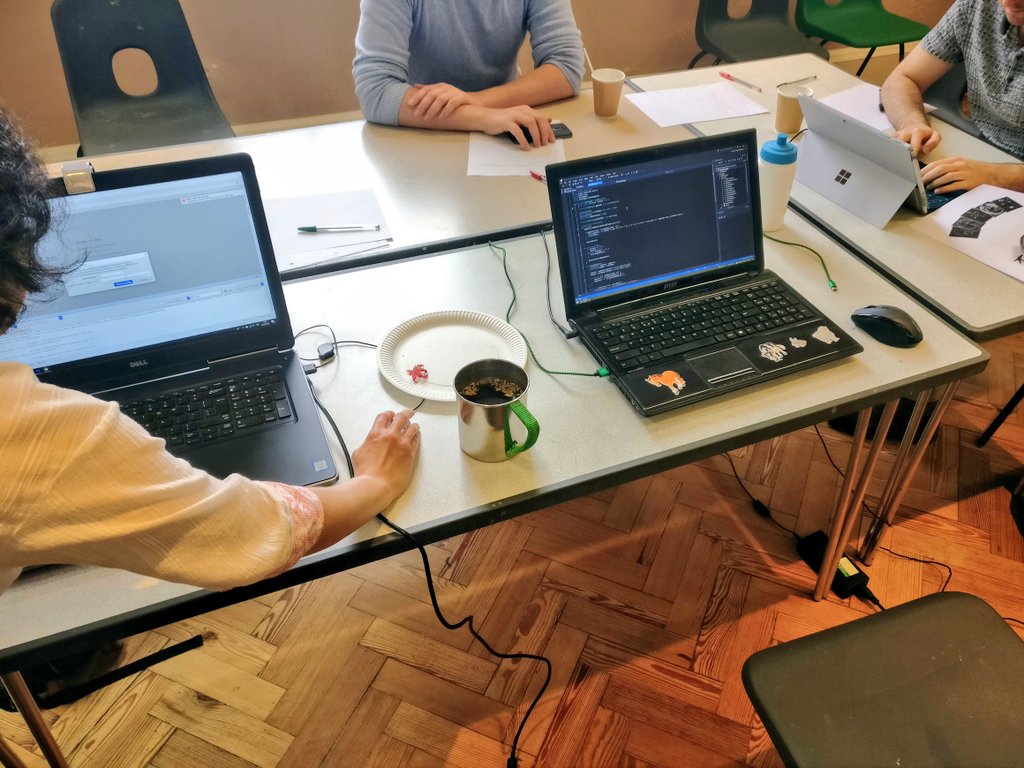teej_matthews's tweet photo. It's #GameTale Day 2 and our team has just got a playable build of our #AR puzzle game running! Top work @ChaosIsGreen @tjw_94 et. Clifford https://t.co/nl0CpHQwWD