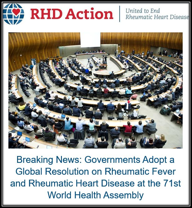 Actions for RheumaticFever &amp; RheumaticHeartDisease
1. Strengthen primary &amp; secondary prevention
2. Integrate RHD services into PrimaryHealthCare
3. Secure reliable supply of benzathine penicillin G
4. Ensure well-resourced &amp; trained health workforce
#WHA71 #GlobalHealth #GBDstudy