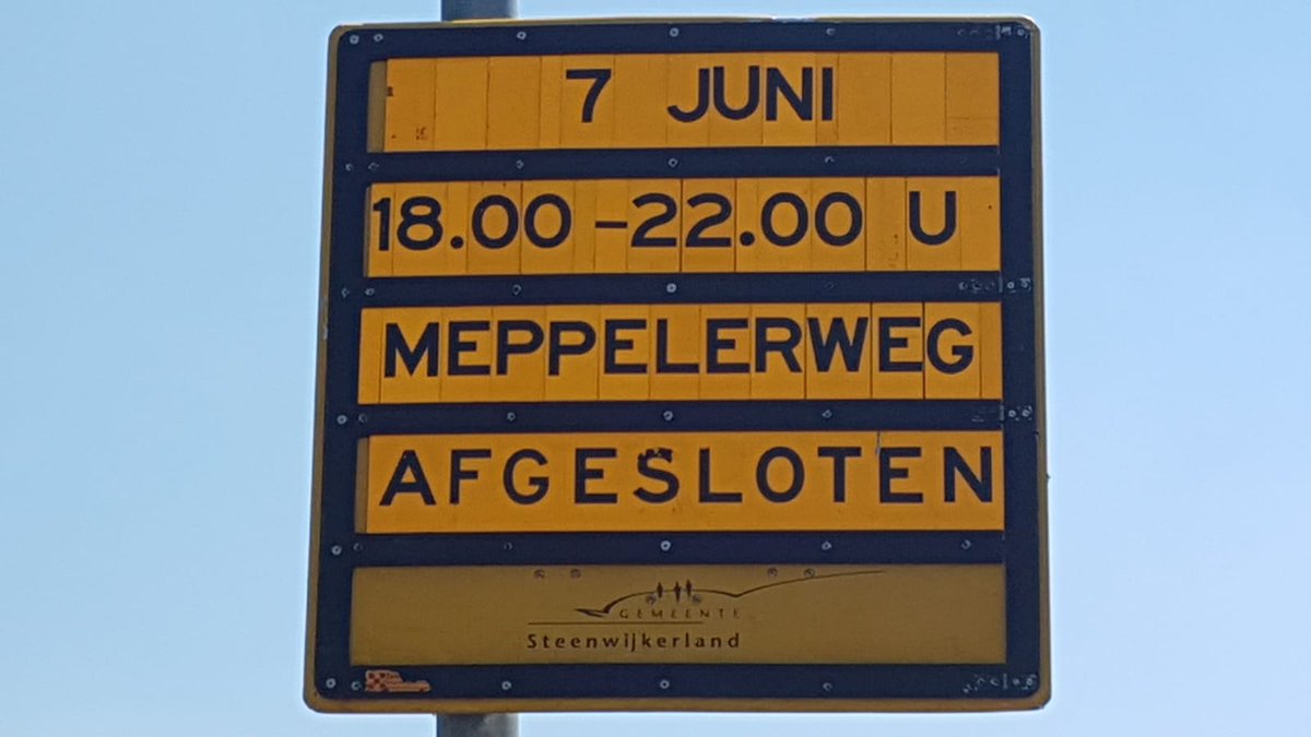 avondvierdaagse-steenwijk.nl/donderdag-mepp… Houd er rekening mee. Zoals elk jaar word er een stuk Meppelerweg afgesloten. Eet- en pannenkoekboerderij Steenwijk is bereikbaar via de schansweg/meppelerweg. Er staat op dat punt een bord doorgaand verkeer gestremt. #Avondvierdaagse #Steenwijk