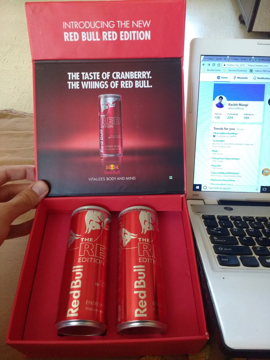 RachitMangi's tweet photo. Thank you @redbull for #RedBullRed limited edition. Feeling energetic now. https://t.co/QyAzVxsuKh