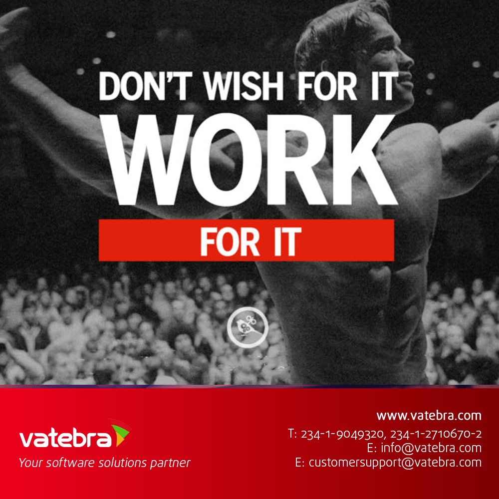vatebra's tweet photo. Good Morning #VatFans - Every new week is an opportunity to keep your wheels rolling... Don't wish for it, WORK for it! #SourceCodeOfSuccess #VatebraSolutions #TechCompany https://t.co/2jEbdkhNep