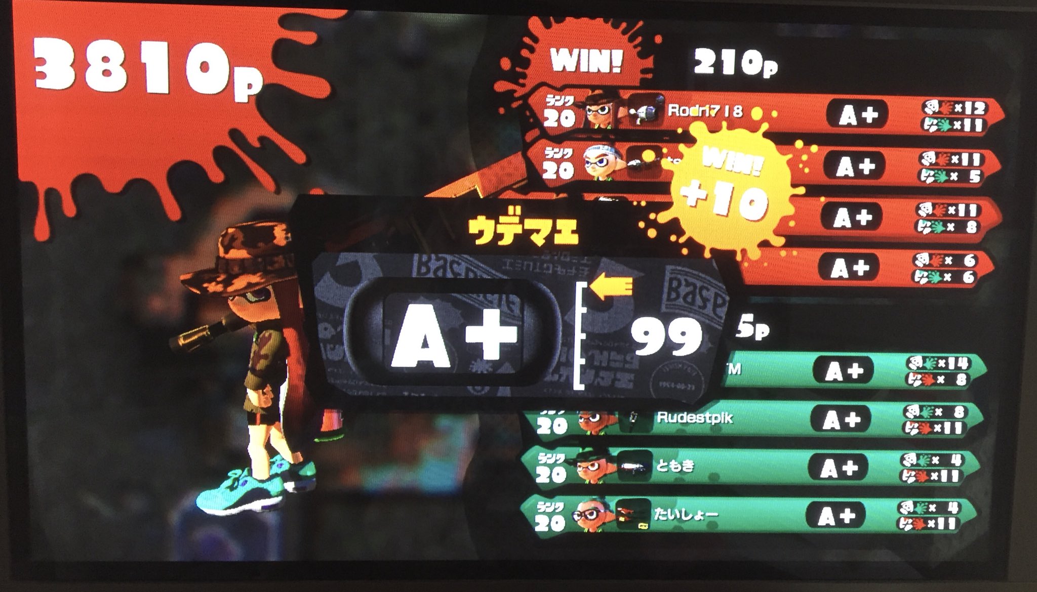 うゆ スプラトゥーン発売日に買って まだa 99までしかない時に速攻カンストして ダイナモチートの時 その後s 99まで実装された時 なんでsとs 一緒なんだよ おかしいだろ とか言っててw その後修正後だけどカンストするまで頑張ってたw まじでこの