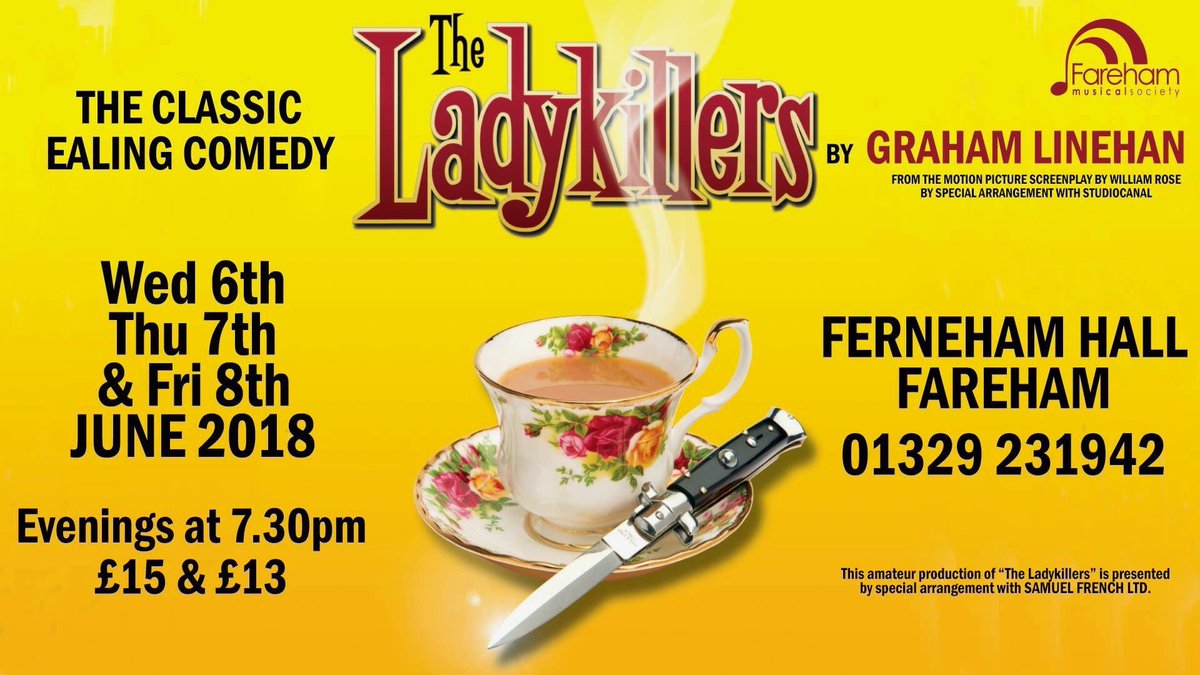 Next week, our friends and colleagues at FMS are opening their production of 'The Ladykillers'. The show features a plethora of Interalia members - and is a hilariously funny adaptation of the classic Ealing comedy! If you fancy a good  night out - don't miss it..!