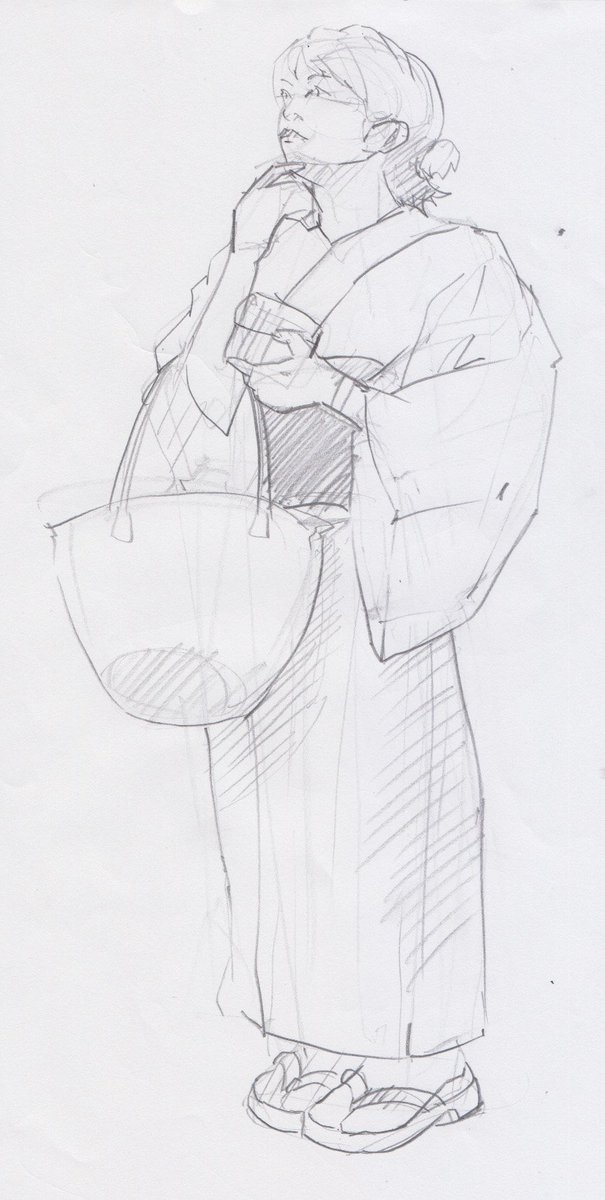 Kumao イラストレーター 着物デッサン会に参加しました 本物を見る機会がほとんどないので 描いていて楽しかったです Croquis Illust Sketch Drawing ファッション デッサン会 クロッキー会