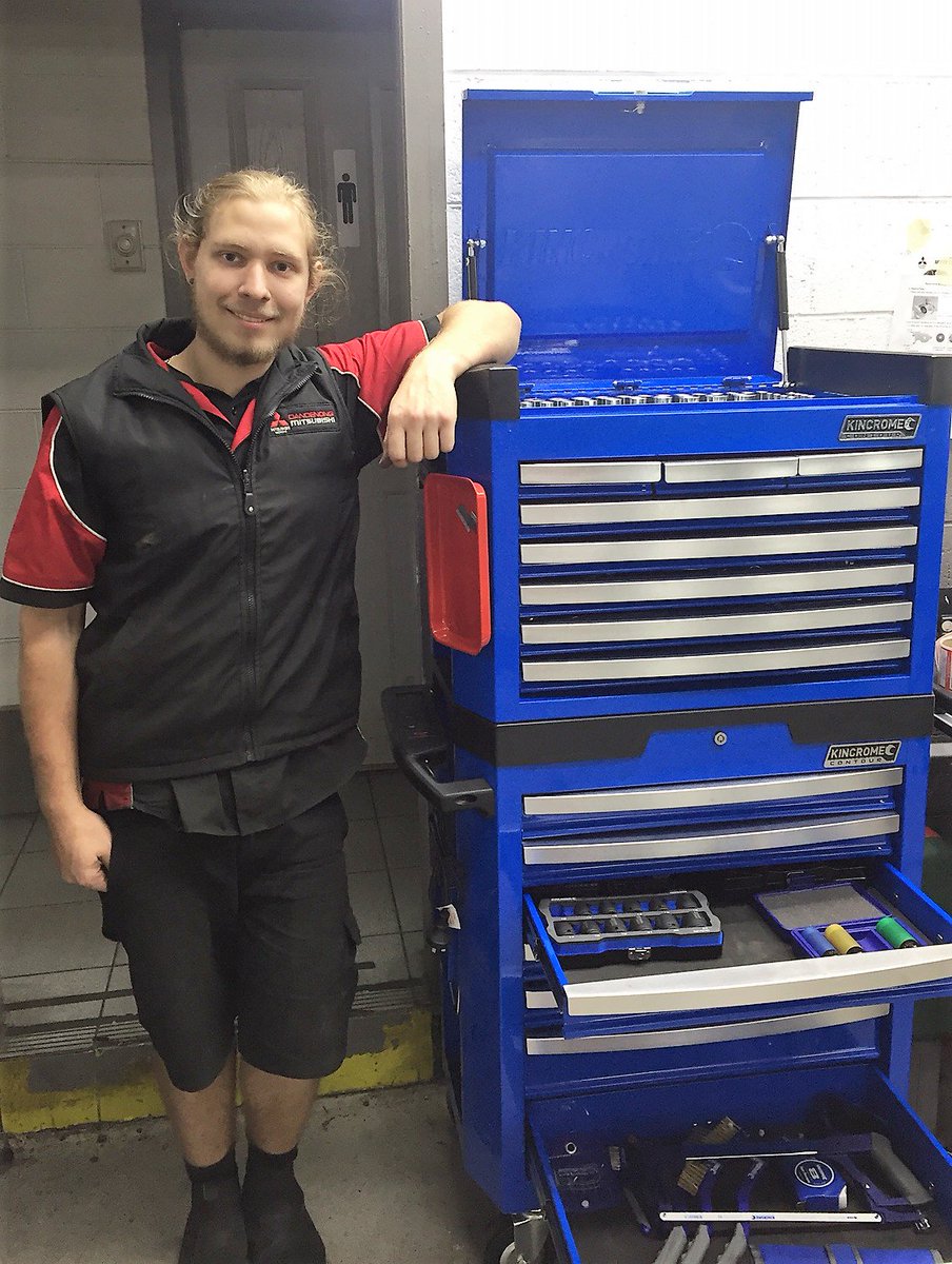 2nd Year WPC #Apprentice Billy is proud of his new Tool Kit and enjoying his #DreamCareer at Dandenong Mitsubishi #AutomotiveTechnician