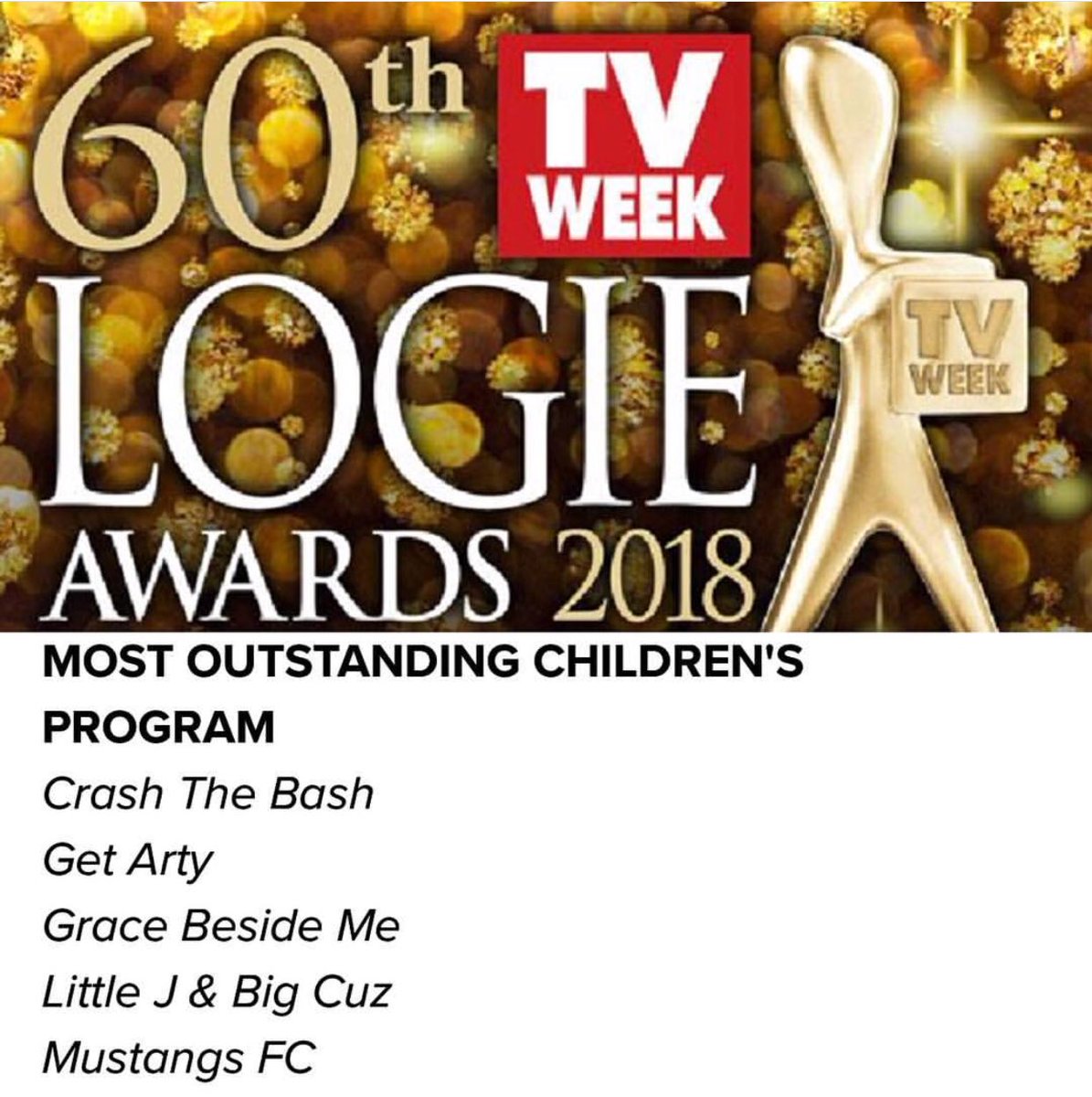 leeca_77's tweet photo. Big congrats to the Crash the Bash team at @Nickelodeon for their @TVWEEKmag Logies Award nomination on Most Oustanding Childrenβs Program. Now letβs Crash the Gold Coast. #TVWeekLogies #Nickelodeon #crashthebash https://t.co/QqdqCk0R57
