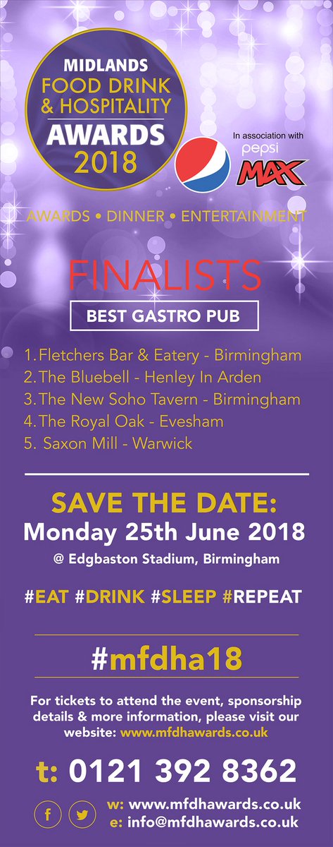 Have you #VOTED for your favourite ‘Gastro Pub’ have a look at the list and vote here: mfdhawards.co.uk/vote-now/ Voting will close 31st May 2018. Show your appreciation #MFDHA18 <a href="/RoyalOakEvesham/">TheRoyalOak</a> <a href="/anitachumber/">Anita Chumber</a> @PepsiMaxUK
